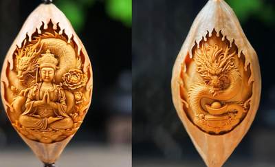 听雨轩（22）精品十二生肖双面核雕专场 - 橄榄核雕2.1双面十二生肖 龙 单粒