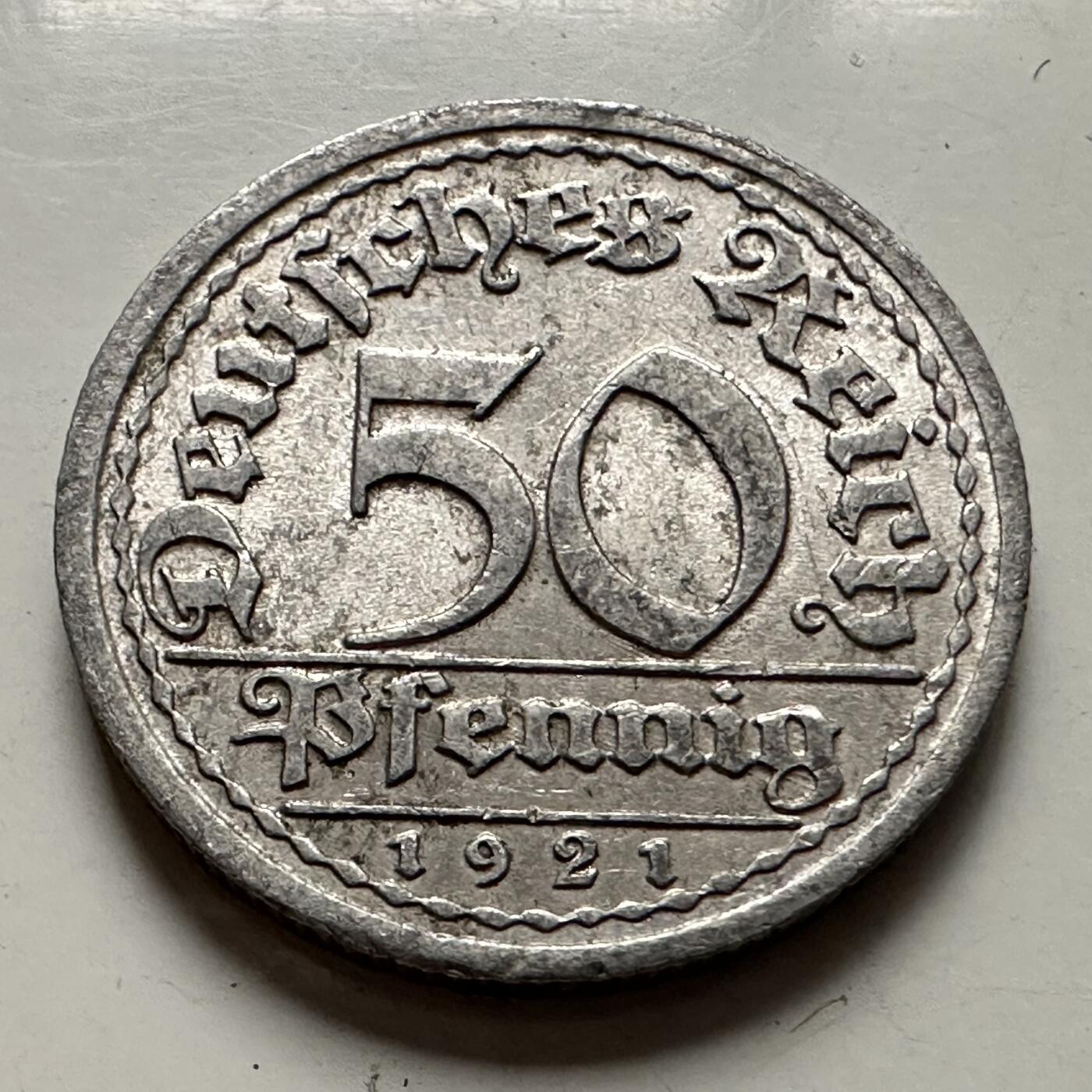 🌹外币初藏🌹🐯2025年第126场  每周二四六晚8️⃣点 接代拍 魏玛1921年50芬尼