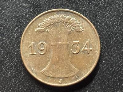 邮泉阁限时拍卖第三十五场 德国硬币专场（硬币在国外。请付邮费6元。） - 德国魏玛共和国帝国马克1934年1芬尼J版