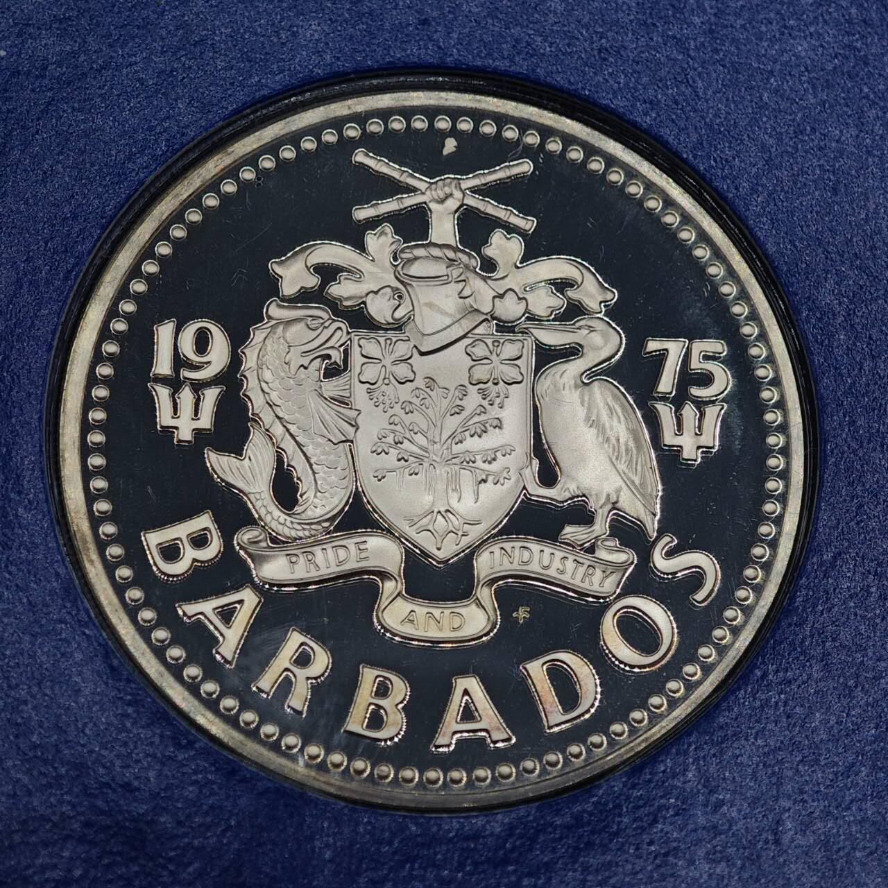 【淘币小摊】实时拍第七百九十五拍   银币套币场   满百包邮可预留二周 每周一统一发货   巴巴多斯1975年5元喷泉精制银币 重31.1克800银 纯银价274