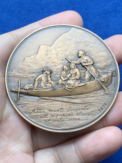 《竞宝斋》第437场 周日，周一2场连拍 （全场包邮） 文学巨匠亚历山德罗·曼佐尼纪念章 86.4克 59.8mm