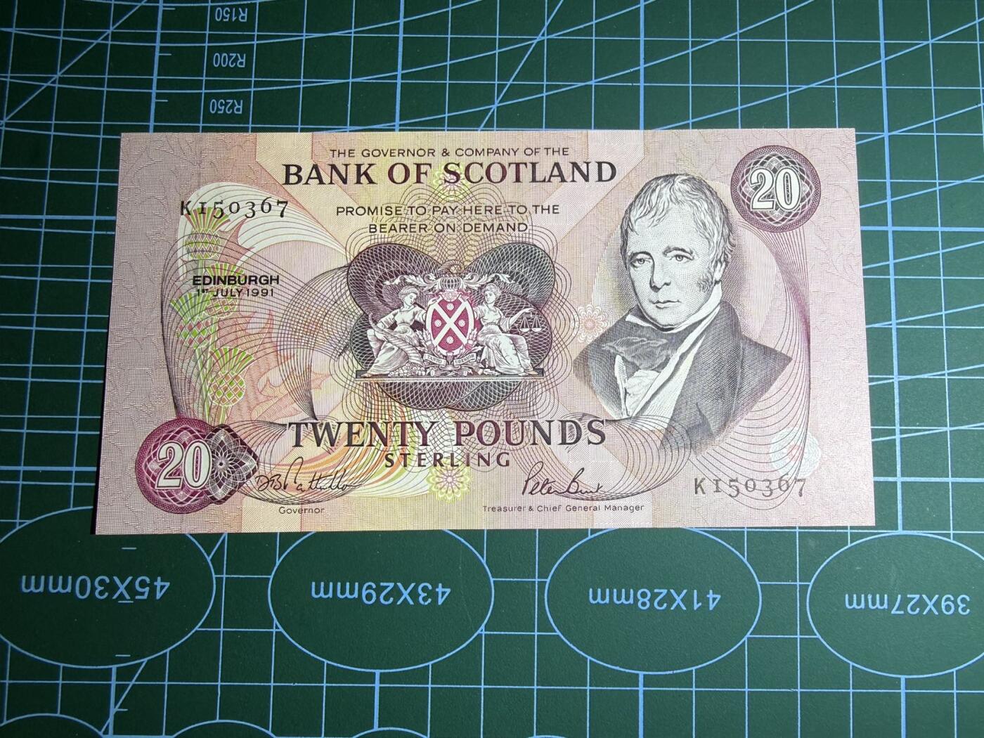 【炜奕收藏】，第五十期 1991年苏格兰银行20镑，UNC品相