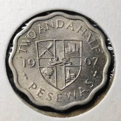 KK钱币收藏小铺  第368场  2月预留时间 周末发货 -  1967加纳2.5比塞瓦 好品