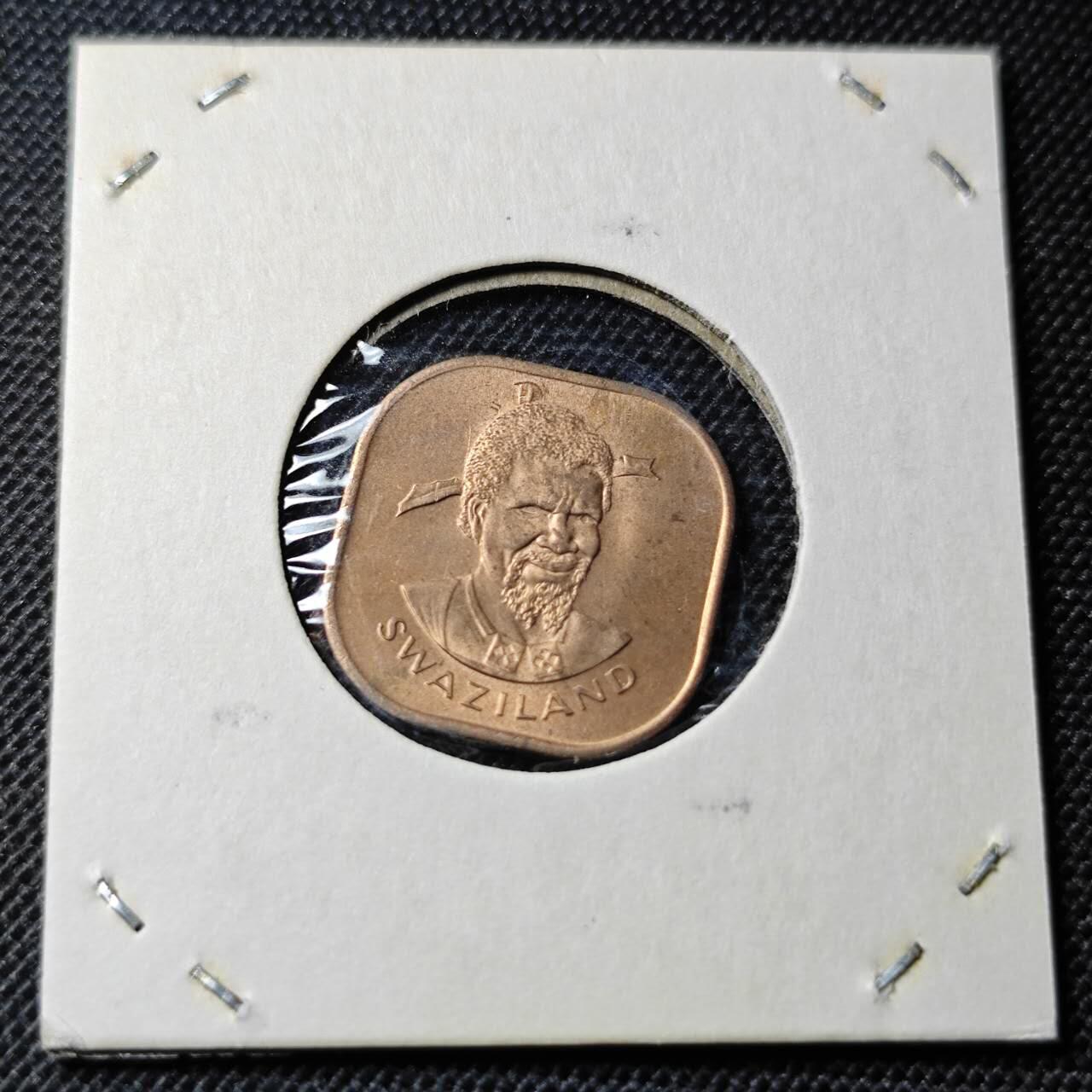 KK钱币收藏小铺  第368场  2月预留时间 周末发货  1975斯威士兰2分 铜币 好品