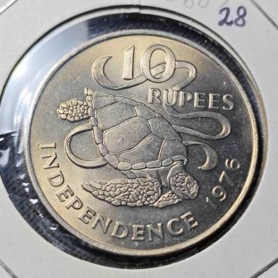 KK钱币收藏小铺  第368场  2月预留时间 周末发货 -  1976塞舌尔10卢比 好品