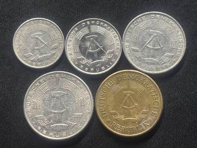 邮泉阁限时拍卖第三十五场 德国硬币专场（硬币在国外。请付邮费6元。） 东德（德意志民主共和国）1972年5枚