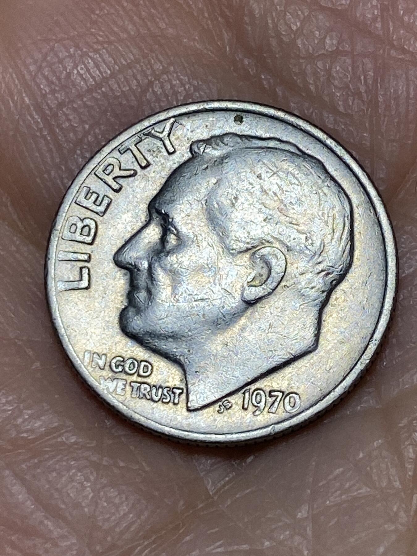 2025年第一百二十七场(总第一百五十三场）外国好品章牌、散币(免佣金) 美国🇺🇸1970年1角(罗斯福1角第二版，无标版)