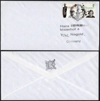 洪涛臻品批发群 精选邮票限时拍卖第1162期  - 英国1996年寄德国实寄封 20世纪妇女的成就 带原始内件