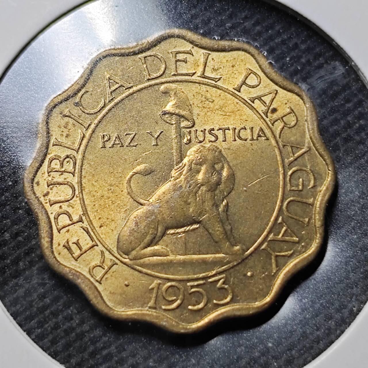 KK钱币收藏小铺  第368场  2月预留时间 周末发货  1953巴拉圭15分铜币 好品