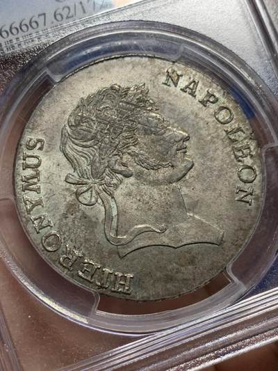 《竞宝斋》第437场 周日，周一2场连拍 （全场包邮） PCGS MS62 德国威斯特伐利亚 1811年-C（卡塞尔）热罗姆·波拿巴（拿破仑幼弟）矿业泰勒大银币 冠军分 极少见品种 60分克书标价2250美元