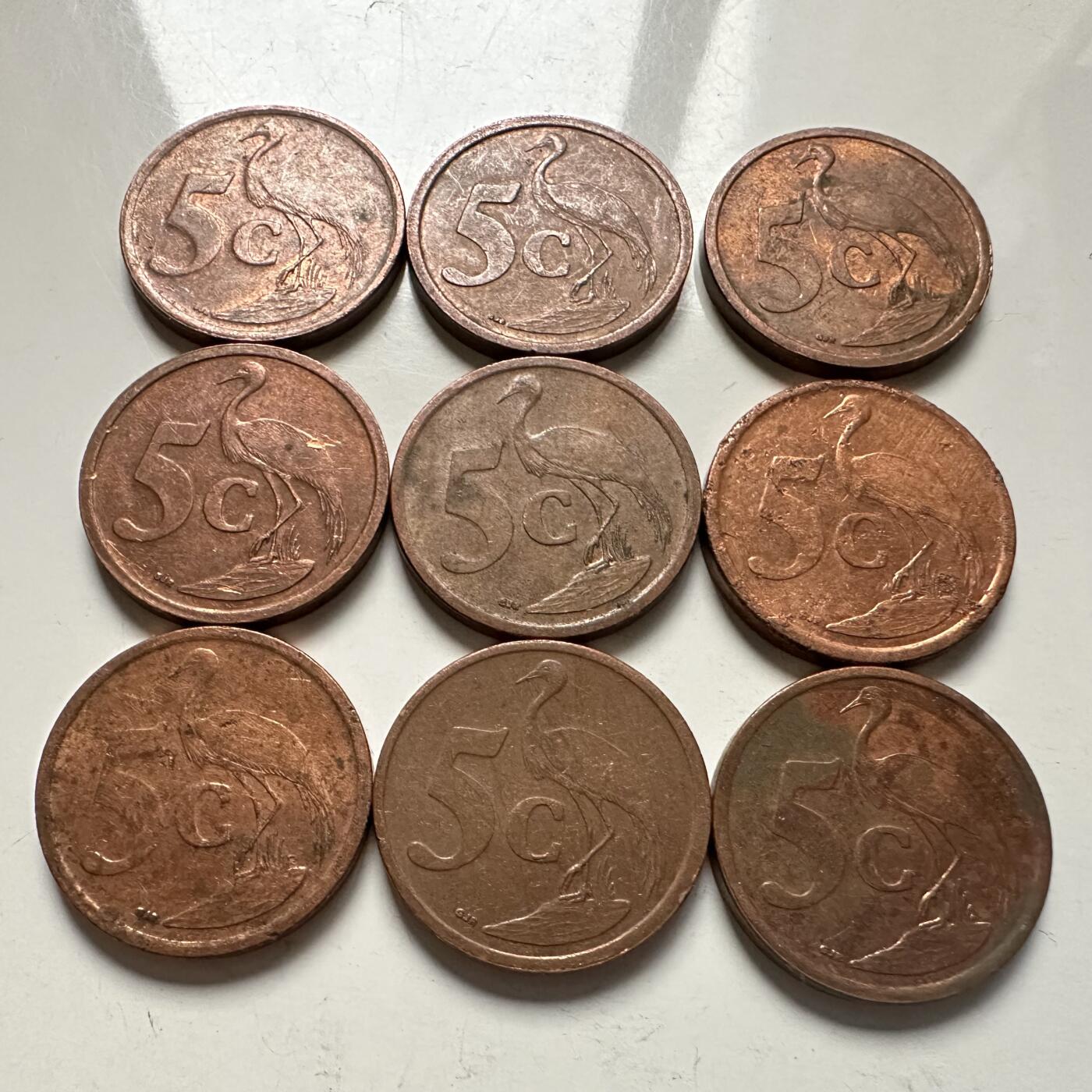 🌹外币初藏🌹🐯2025年第126场  每周二四六晚8️⃣点 接代拍 南非2003--2011年5分9枚全套 不同版本