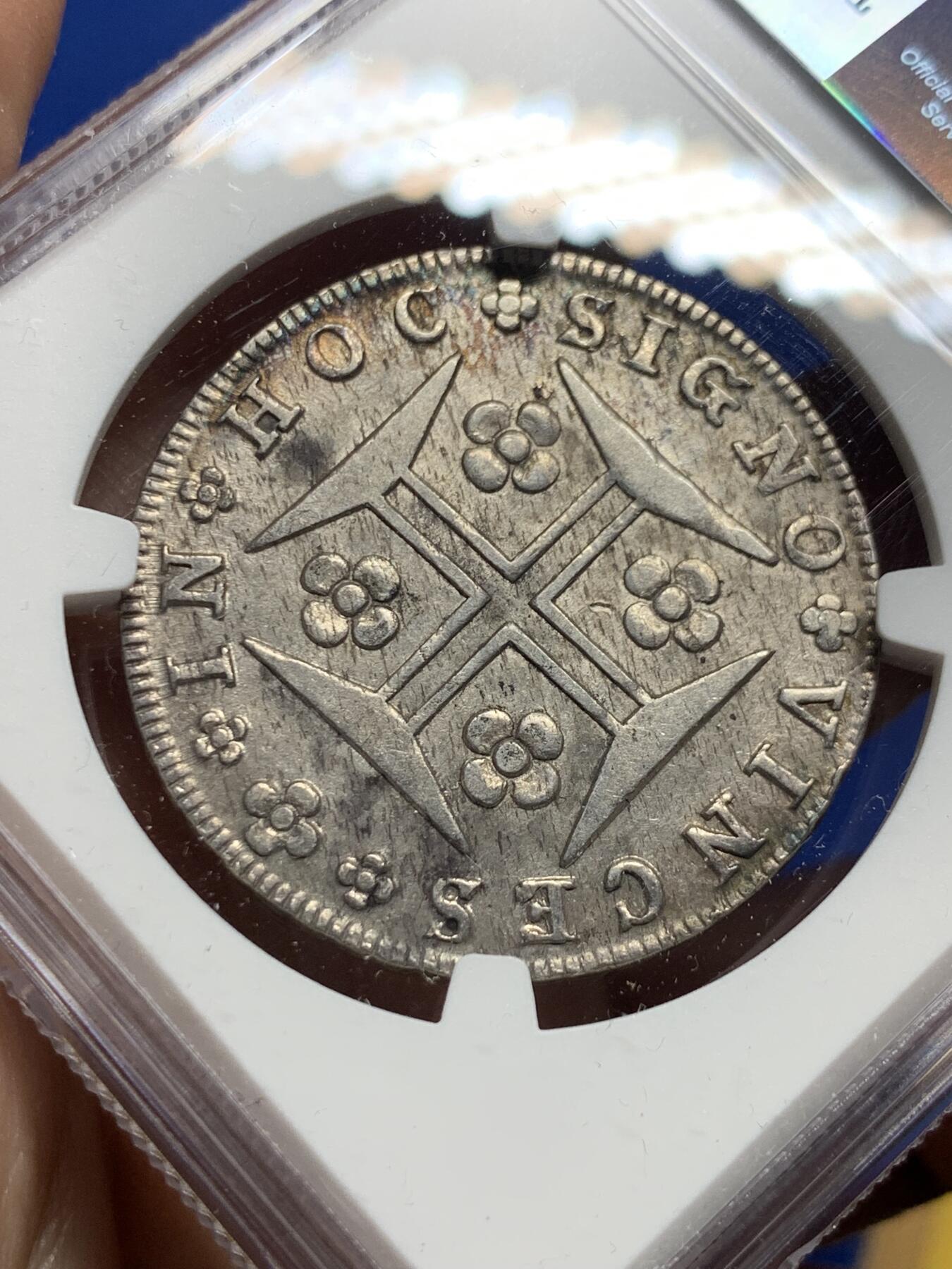 《竞宝斋》第437场 周日，周一2场连拍 （全场包邮） NGC AUD 1816葡萄牙400R，枪灰色包浆，带光明显，这个工艺深打难得