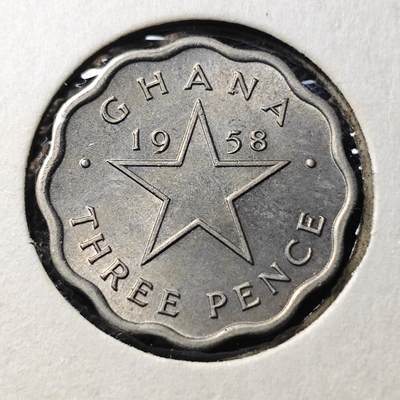 KK钱币收藏小铺  第368场  2月预留时间 周末发货 -  1958加纳3便士 好品
