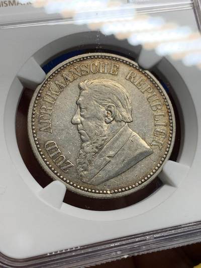 《竞宝斋》第437场 周日，周一2场连拍 （全场包邮） NGC XF45 南非德兰士瓦1892年约翰内斯·保卢斯·克鲁格总统2.5先令银币 925银