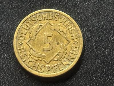 邮泉阁限时拍卖第三十五场 德国硬币专场（硬币在国外。请付邮费6元。） 德国魏玛共和国帝国马克1924年5芬尼E版