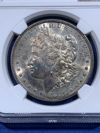 《竞宝斋》第437场 周日，周一2场连拍 （全场包邮） NGC MS62 美国 1896年 摩根 1美圆银币 双面彩