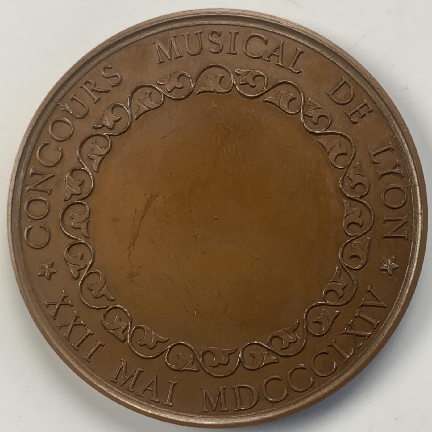掌中浮雕-藏着的欧洲第041场 1864年5月22日里昂音乐比赛奖牌，40.5mm