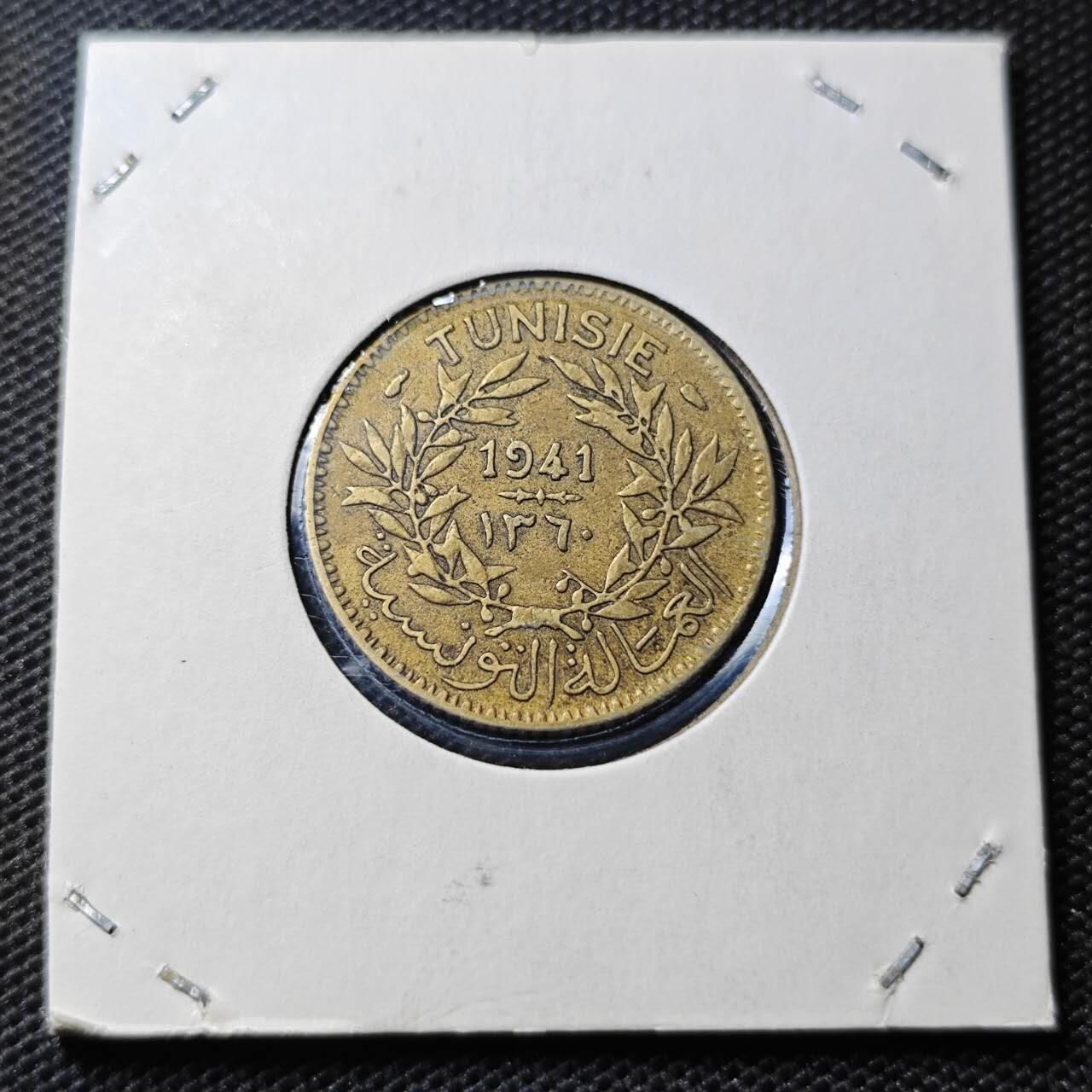 KK钱币收藏小铺  第368场  2月预留时间 周末发货  1941突尼斯1法郎铜币