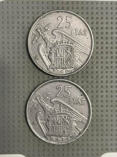 2025年第110场各国散币拍卖（总第110场） - 西班牙1957年版25比赛塔2枚