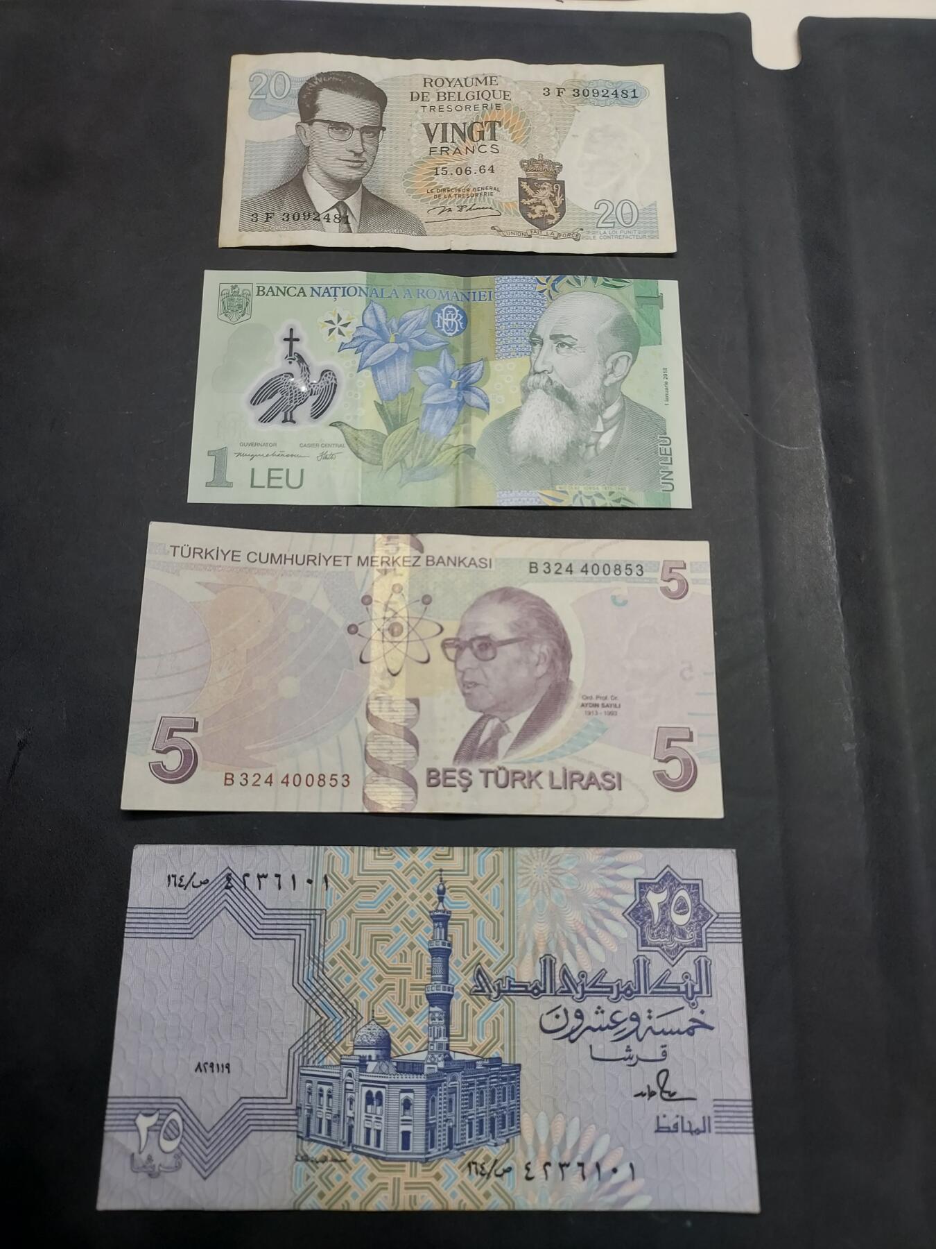 博彦收藏  11月15日 8点 钱币专场 比利时等外国纸币4枚 流通品