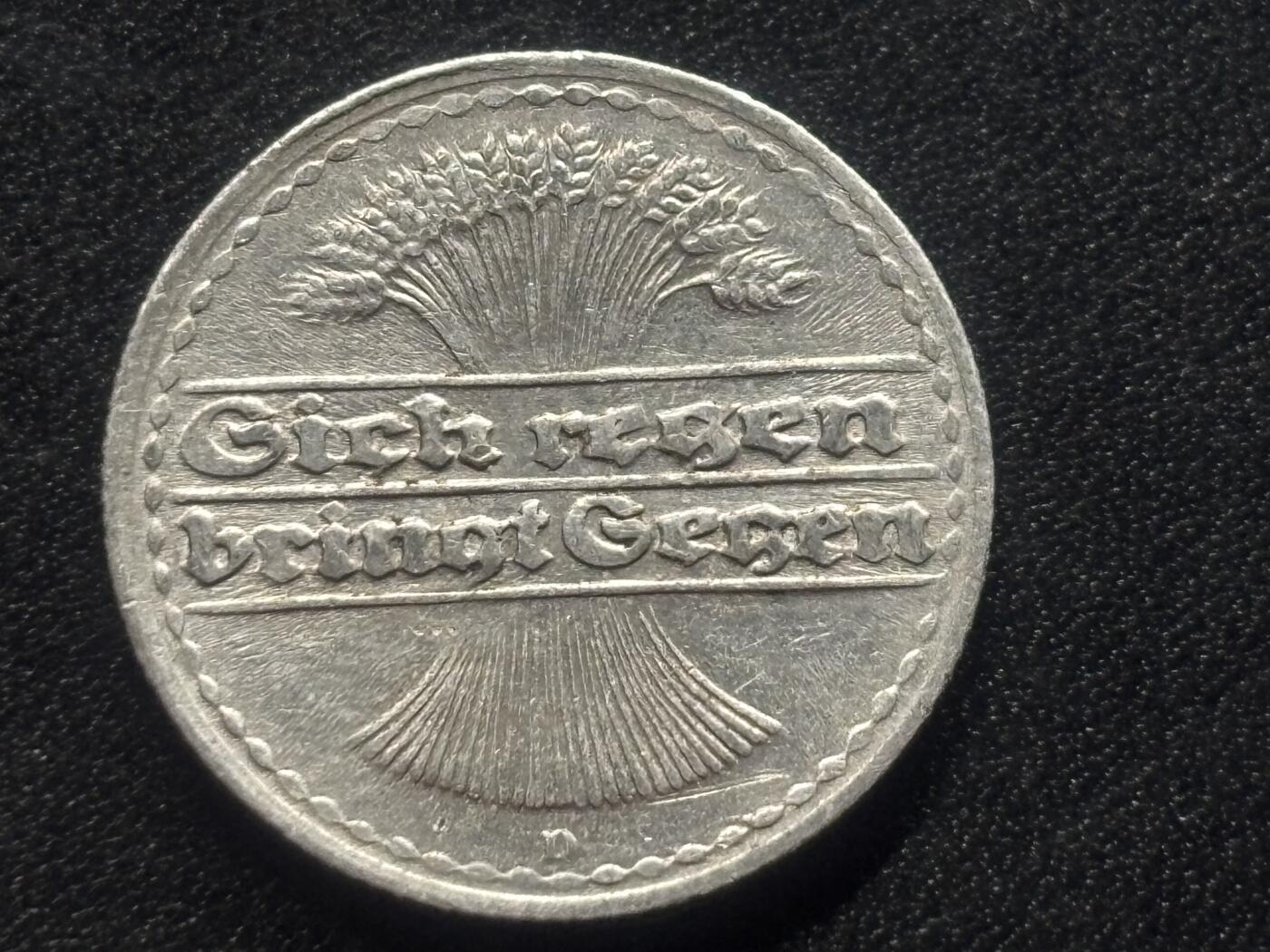 邮泉阁限时拍卖第三十五场 德国硬币专场（硬币在国外。请付邮费6元。） 德国魏玛共和国1921年50芬尼D版