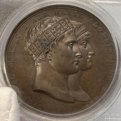 掌中浮雕-藏着的欧洲第041场 - PCGS SP64 : 1810年拿破仑和玛丽·路易丝结婚，43mm