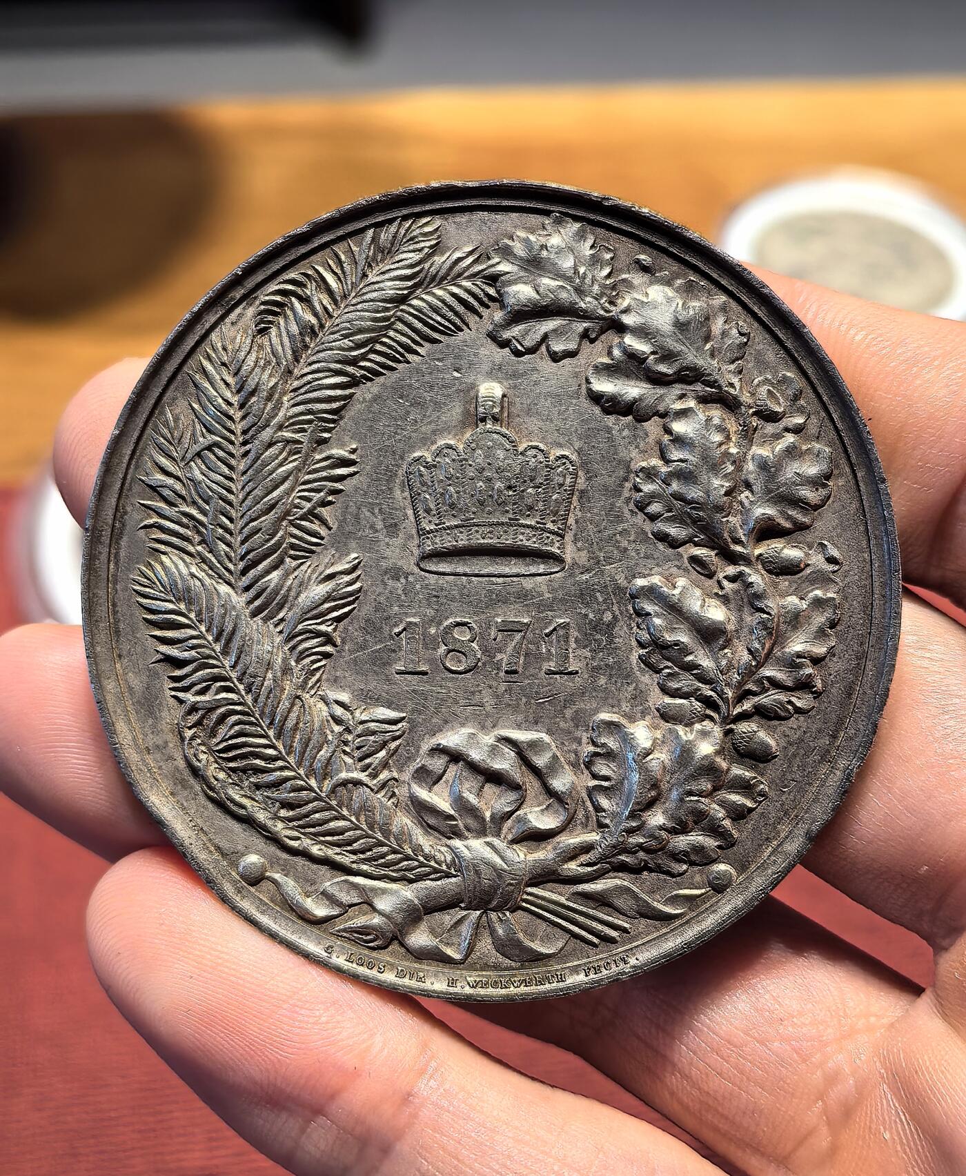 南宋泉阁俄币 外币 国币 专场第十八期 【送拍无额外佣金】 德国 1871年 德意志第二帝国宣告成立纪念大银章 巨型银章 高浮雕好品 细节丰富 