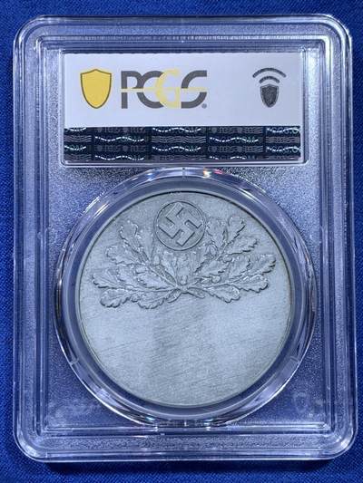 《竞宝斋》第437场 周日，周一2场连拍 （全场包邮） PCGS MS62 德国 1940-44 斯特拉斯堡大教堂 锌章 双面高浮雕  双面带标的极少