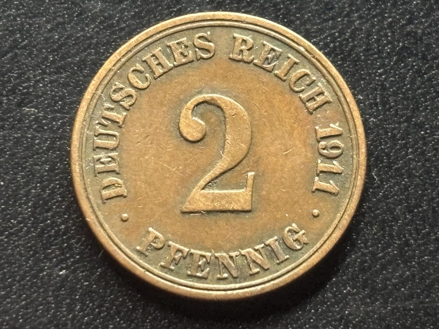 邮泉阁限时拍卖第三十五场 德国硬币专场（硬币在国外。请付邮费6元。） 德意志帝国1911年2芬尼A版