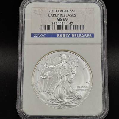 【淘币小摊】实时拍第七百九十五拍   银币套币场   满百包邮可预留二周 每周一统一发货   - 美国 2010年行走鹰洋一盎司银币 NGC MS69