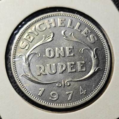 KK钱币收藏小铺  第368场  2月预留时间 周末发货 -  1974塞舌尔1卢比 好品