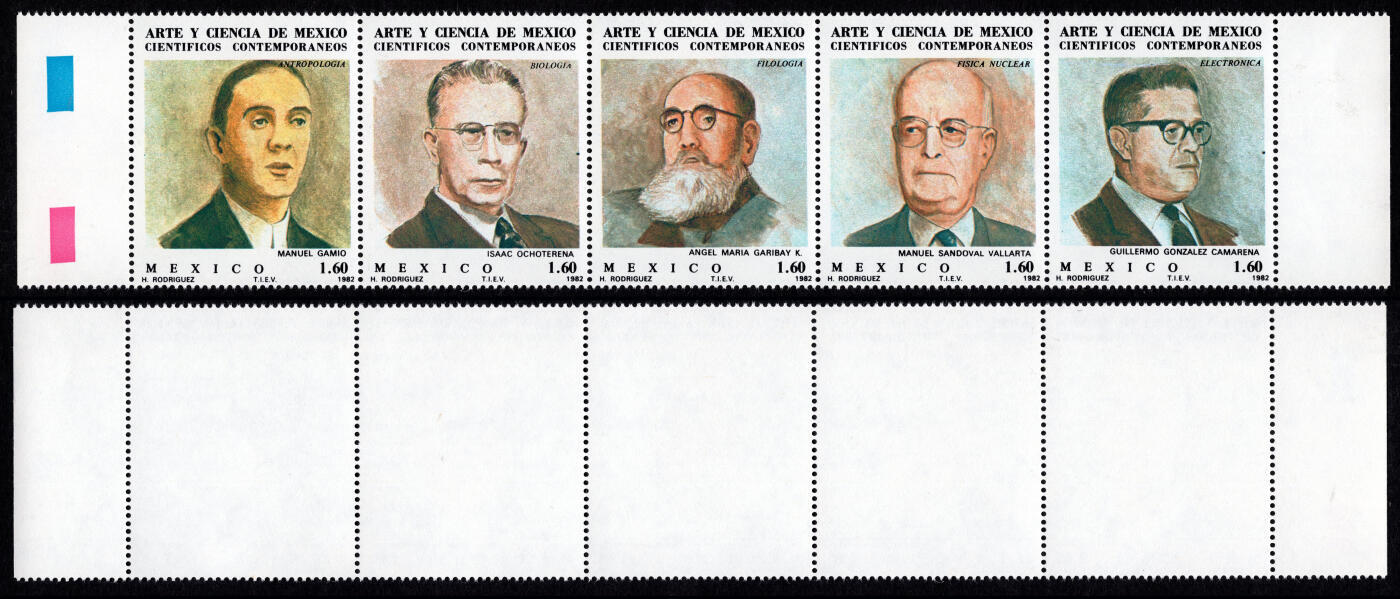 洪涛臻品批发群 精选邮票限时拍卖第1169期  墨西哥1982 科学家 双色色标联票 全品!