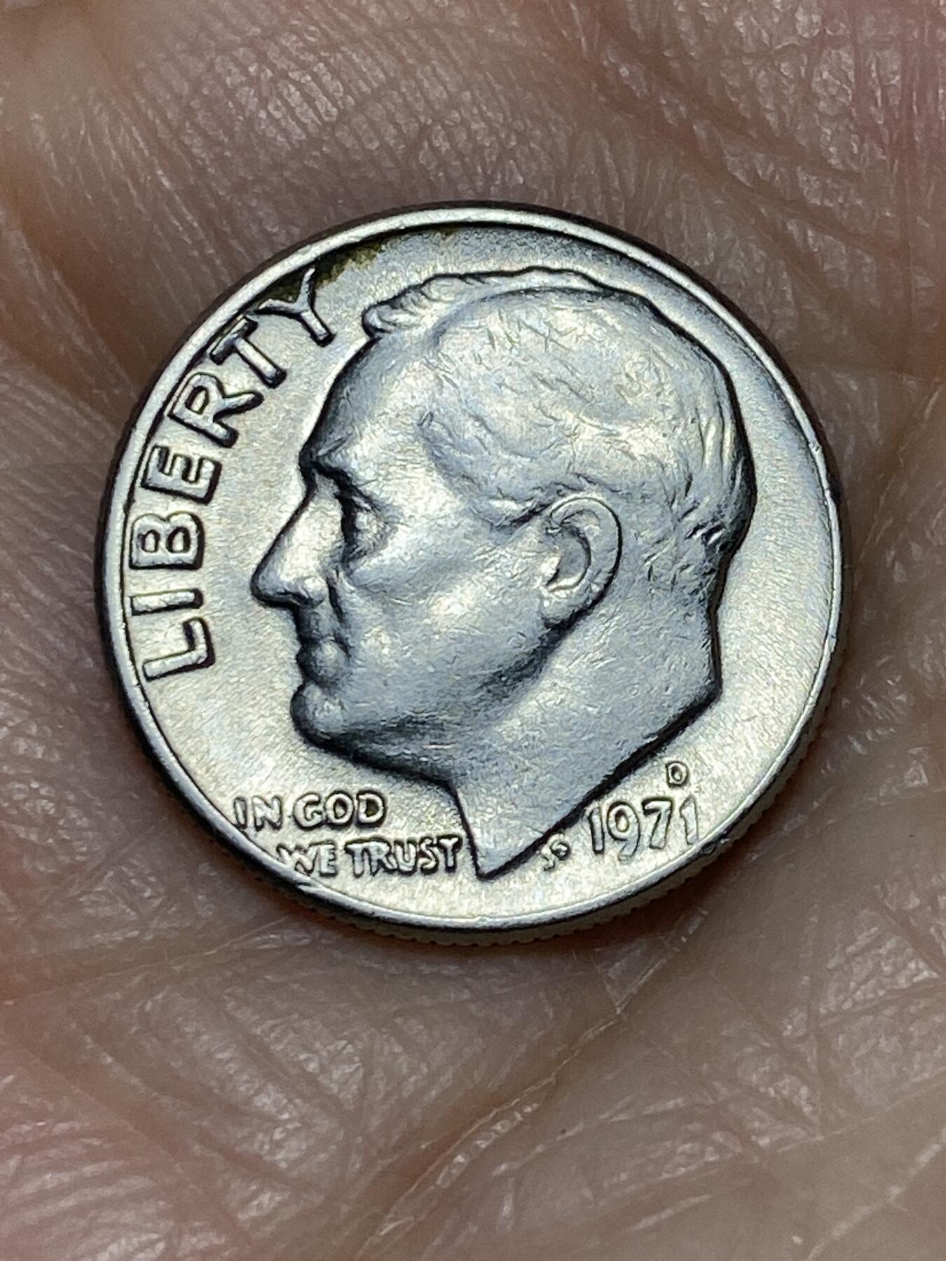 2025年第一百二十七场(总第一百五十三场）外国好品章牌、散币(免佣金) 美国🇺🇸1971年1角(罗斯福1角第二版，D标丹佛造)