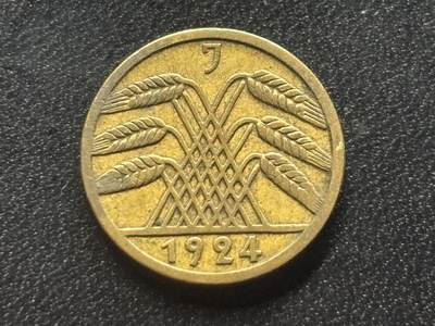 邮泉阁限时拍卖第三十五场 德国硬币专场（硬币在国外。请付邮费6元。） - 德国魏玛共和国帝国马克1924年5芬尼J版