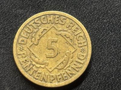 邮泉阁限时拍卖第三十五场 德国硬币专场（硬币在国外。请付邮费6元。） 德国魏玛共和国地租马克1924元5芬尼A版