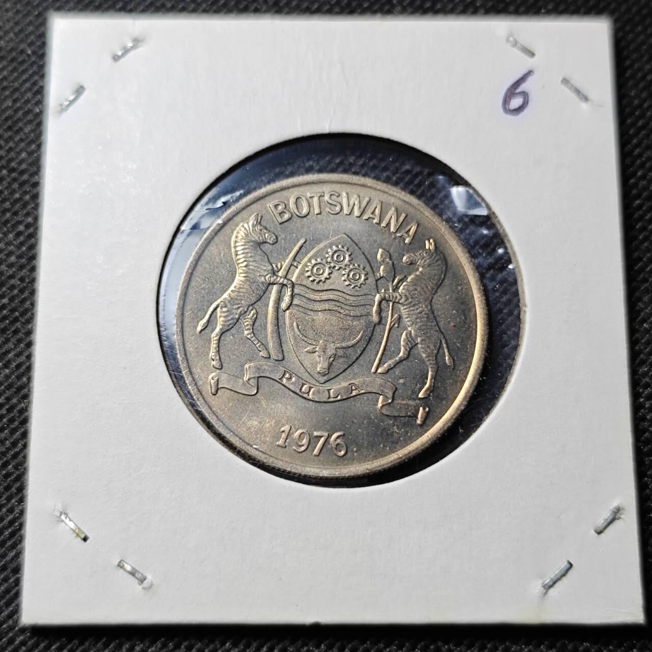 KK钱币收藏小铺  第368场  2月预留时间 周末发货  1976博茨瓦纳25分 好品