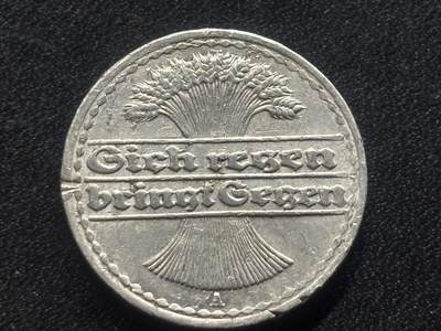 邮泉阁限时拍卖第三十五场 德国硬币专场（硬币在国外。请付邮费6元。） 德国魏玛共和国1922年50芬尼A版