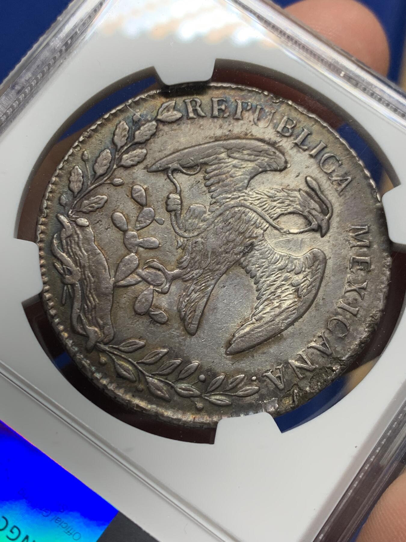 《竞宝斋》第437场 周日，周一2场连拍 （全场包邮） NGC AUD 墨西哥鹰洋 1881CA MG稀少年份厂别，羽毛清晰完整 五彩好状态