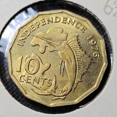 KK钱币收藏小铺  第368场  2月预留时间 周末发货 -  1976塞舌尔10分 好品铜币