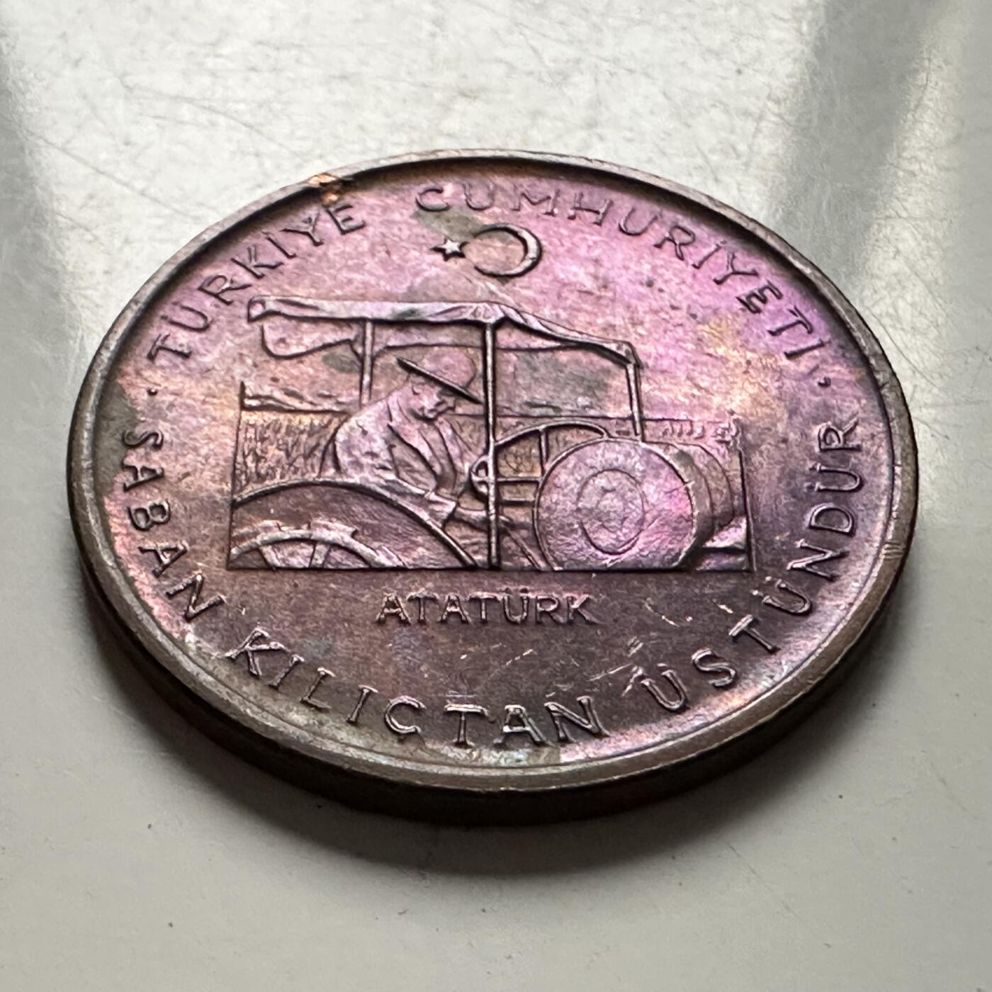 🌹外币初藏🌹🐯2025年第126场  每周二四六晚8️⃣点 接代拍 土耳其1972年10库鲁 炫紫彩