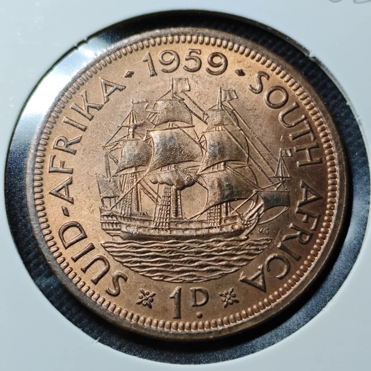 KK钱币收藏小铺  第368场  2月预留时间 周末发货  1959英属南非1便士铜币