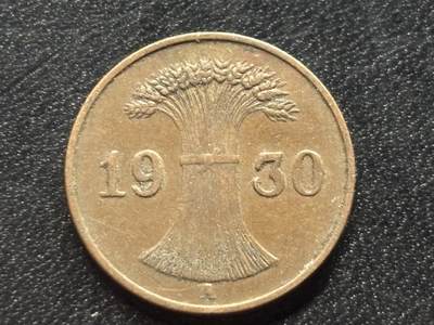 邮泉阁限时拍卖第三十五场 德国硬币专场（硬币在国外。请付邮费6元。） - 德国魏玛共和国帝国马克1930年1芬尼A版