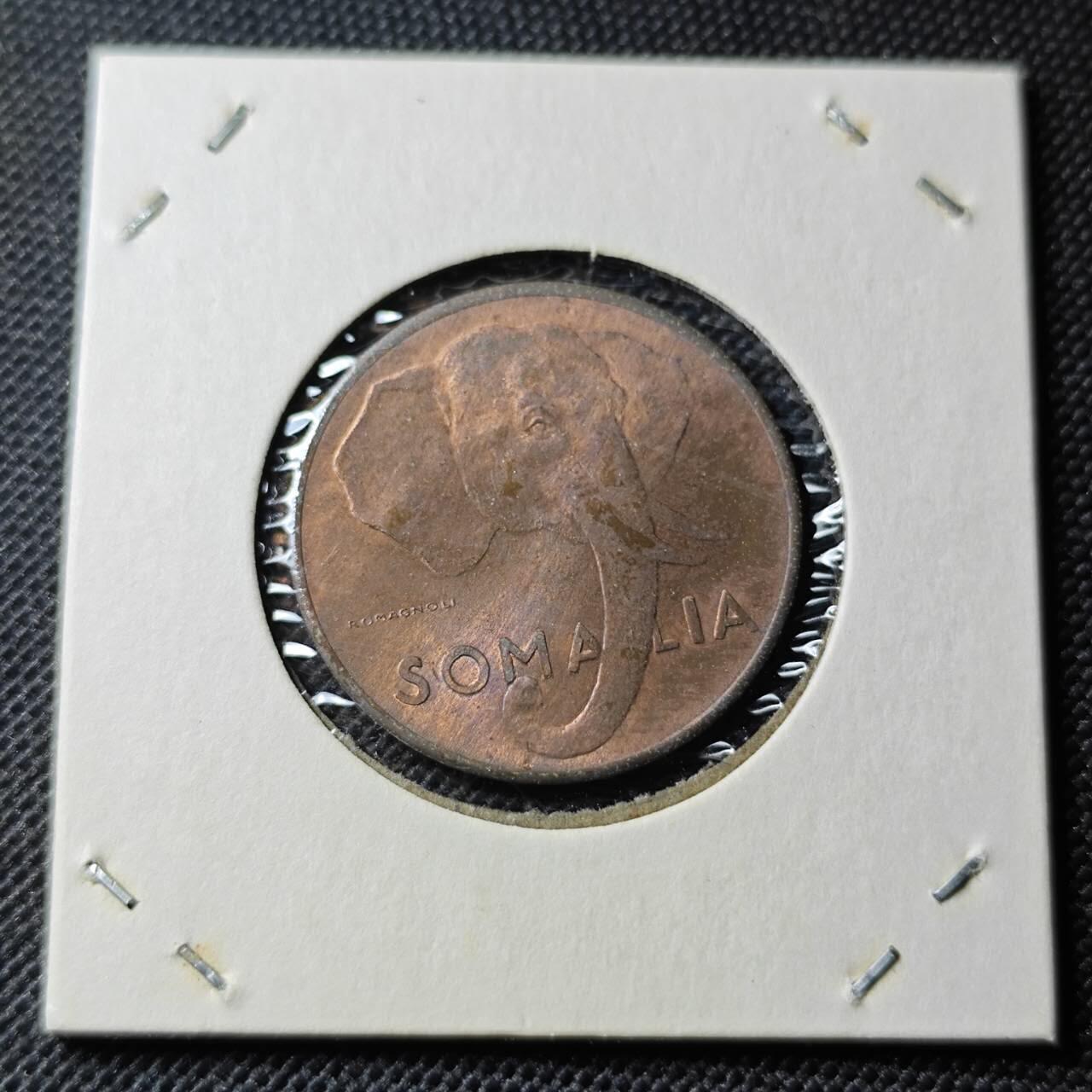 KK钱币收藏小铺  第368场  2月预留时间 周末发货  1950意属索马里5分铜币 大象