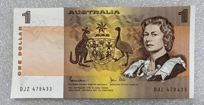 中外各国钞、纪念钞、券专场（第三十三场） - 澳大利亚1澳圆纸币 1974～1982年版女王钞 大洋洲钱币全新 灯下有斑，介意勿拍 