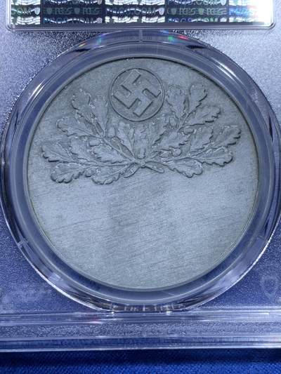 《竞宝斋》第437场 周日，周一2场连拍 （全场包邮） PCGS MS62 德国 1940-44 斯特拉斯堡大教堂 锌章 双面高浮雕  双面带标的极少