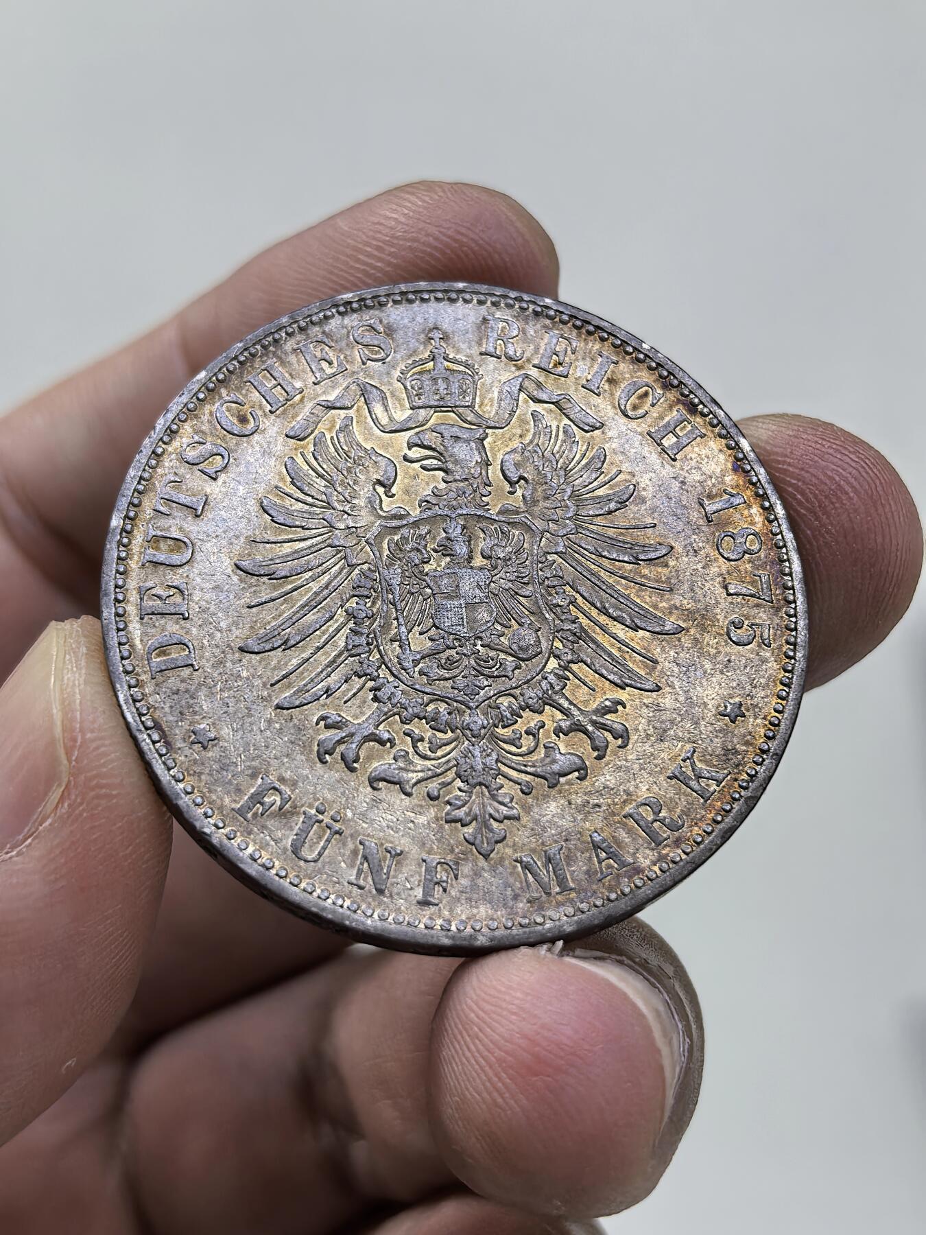 博洋堂世界钱币拍卖第146期（全场包邮） 德国巴登1875年弗里德里希一世5马克银币