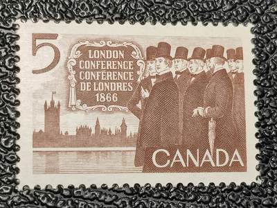 洪涛臻品批发群 精选邮票限时拍卖第1164期  - 加拿大1966年 诞生《英属北美法案》的1866年的伦敦会议百周年 1全新. 同期于中国建国初 精美雕刻版 原胶润白