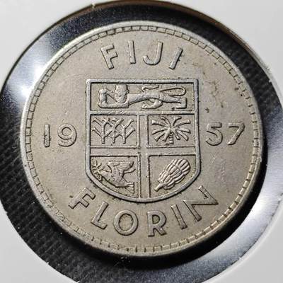 KK钱币收藏小铺  第368场  2月预留时间 周末发货 -  1957斐济1弗洛林