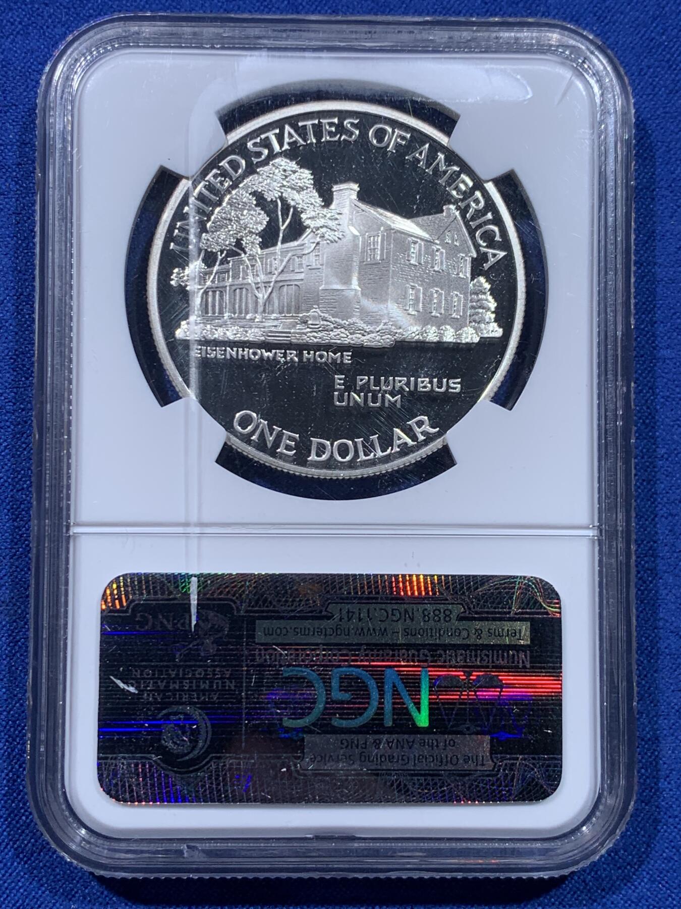 《竞宝斋》第437场 周日，周一2场连拍 （全场包邮） NGC PF69UC 美国1990年艾森豪威尔1美元精制银币