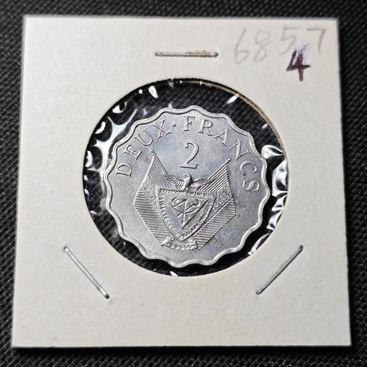 KK钱币收藏小铺  第368场  2月预留时间 周末发货  1970卢旺达2法郎 好品